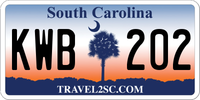 SC license plate KWB202