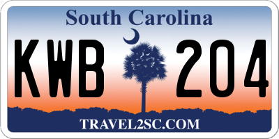 SC license plate KWB204