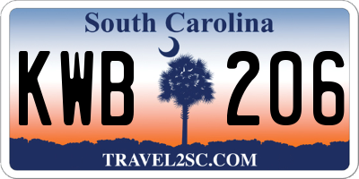 SC license plate KWB206