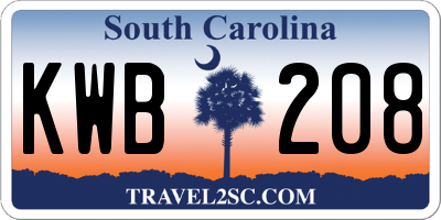 SC license plate KWB208