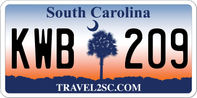 SC license plate KWB209