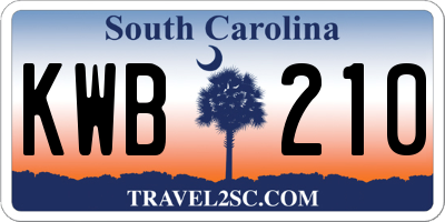 SC license plate KWB210