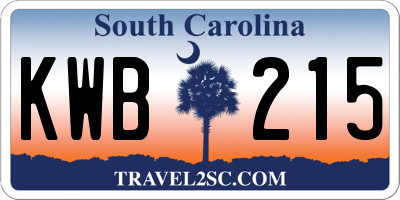 SC license plate KWB215