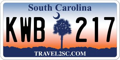 SC license plate KWB217