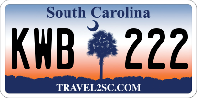 SC license plate KWB222