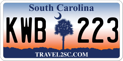 SC license plate KWB223