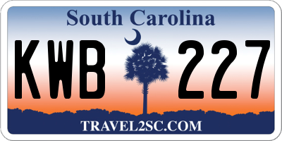 SC license plate KWB227