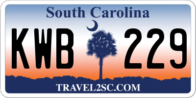 SC license plate KWB229