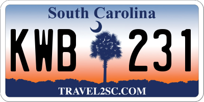 SC license plate KWB231