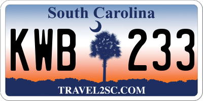 SC license plate KWB233