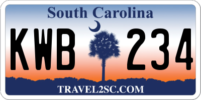SC license plate KWB234