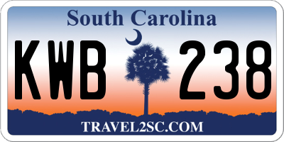 SC license plate KWB238
