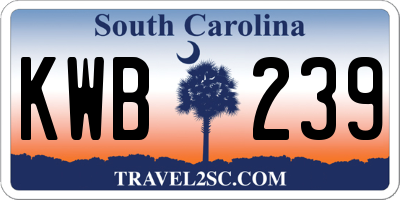 SC license plate KWB239