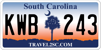 SC license plate KWB243