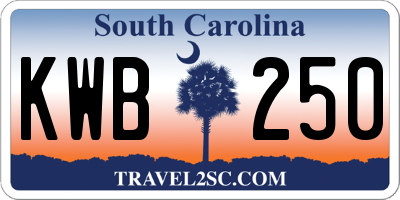 SC license plate KWB250
