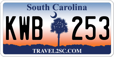 SC license plate KWB253