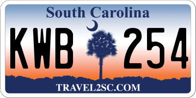 SC license plate KWB254