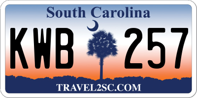 SC license plate KWB257