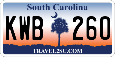 SC license plate KWB260