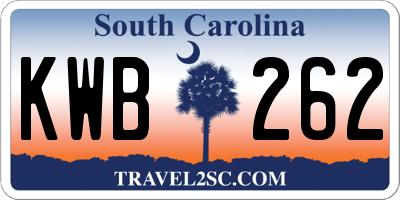 SC license plate KWB262
