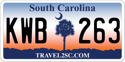 SC license plate KWB263