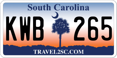 SC license plate KWB265