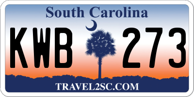 SC license plate KWB273