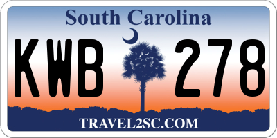 SC license plate KWB278