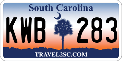 SC license plate KWB283