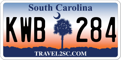 SC license plate KWB284