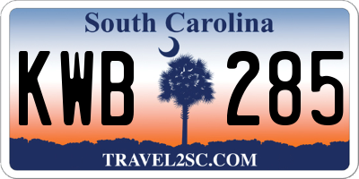 SC license plate KWB285