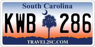 SC license plate KWB286