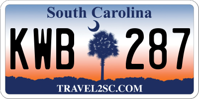 SC license plate KWB287