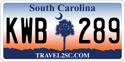 SC license plate KWB289