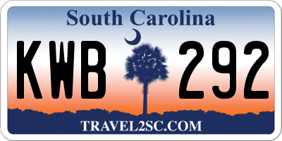 SC license plate KWB292