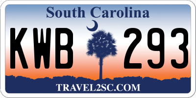 SC license plate KWB293