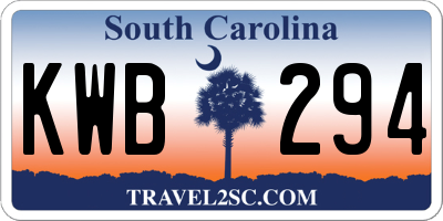 SC license plate KWB294