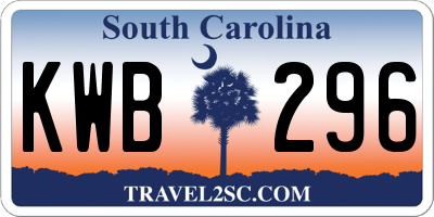 SC license plate KWB296