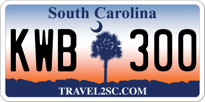 SC license plate KWB300