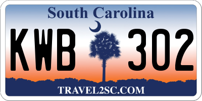 SC license plate KWB302