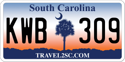 SC license plate KWB309