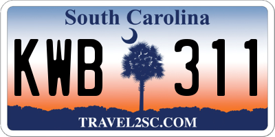 SC license plate KWB311