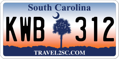 SC license plate KWB312
