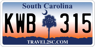 SC license plate KWB315