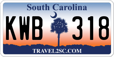 SC license plate KWB318