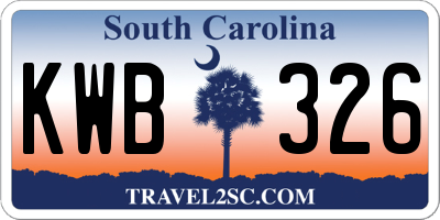 SC license plate KWB326