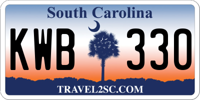 SC license plate KWB330