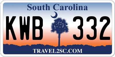 SC license plate KWB332