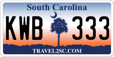 SC license plate KWB333