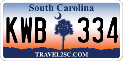 SC license plate KWB334
